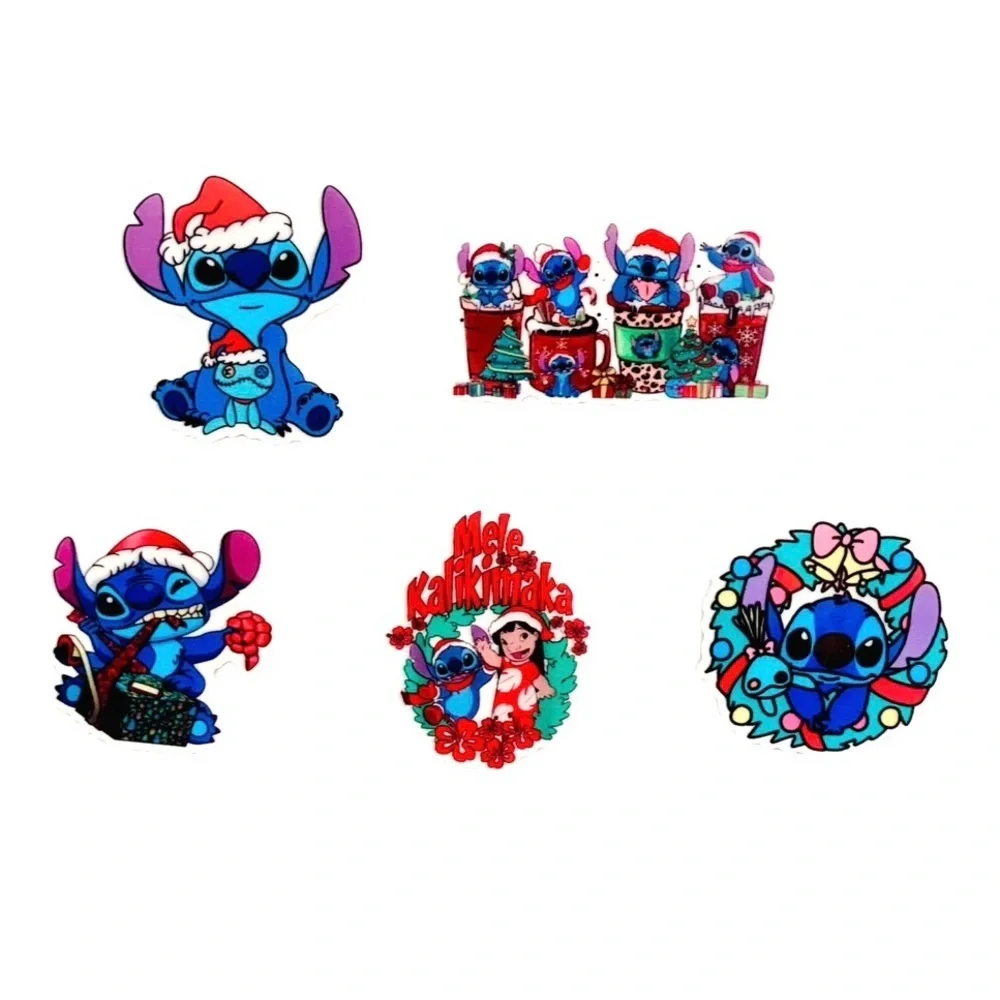 Handmade Lilo & Stitch Magnets Set Of 5, Christmas Series - Mele Kalikimaka